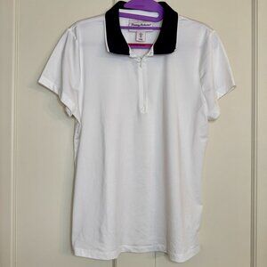 Tommy Bahama Women's Golf Polo White Collared 1/4 Zip Short Sleeve Size Large